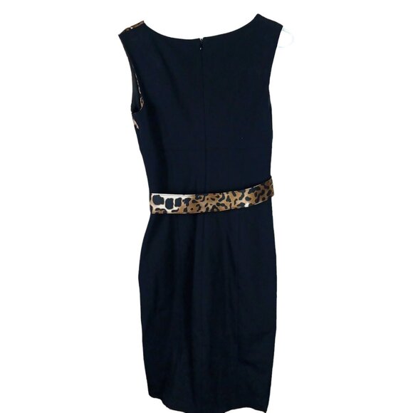 Cache Sheath Dress Womens 6 Black Leopard Print Belted Y2K Glam Cocktail Luxury - Picture 5 of 10